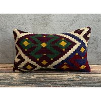 12x20 Handgewebtes Kelim Kissen, Dekoratives Sofa Azteken Kissenbezug, Dekorativer Kissenbezug No3721 von MeboPillow