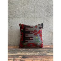 16x16 Handgewebter Kelim Kissenbezug, Dekorativer Sofakissen Bezug No6157 von MeboPillow