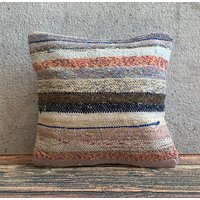 16x16 Handgewebtes Kelim Kissen, Boho Dekorativer Kissenbezug, No0313 von MeboPillow