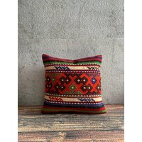 16x16 Handgewebtes Kelim Kissen, Boho Dekoratives Kelimkissen Bezug, No6228 von MeboPillow