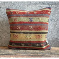 20x20 Handgewebtes Kelim Kissen, Dekoratives Dekokissen, Sofa Azteken Kissenbezug, Kissenbezug No1232 von MeboPillow