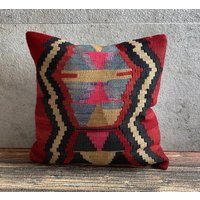 20x20 Handgewebtes Kelim Kissen, Dekoratives Dekokissen, Sofa Azteken Kissenbezug, Kissenbezug No1460 von MeboPillow