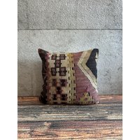 Boho Kelim Kissen, 16x16 Sofa Azteken Kilim Dekokissen No6134 von MeboPillow