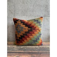 Boho Kelim Kissen, 20x20 cm, Vintage Kissenbezug, No7227 von MeboPillow