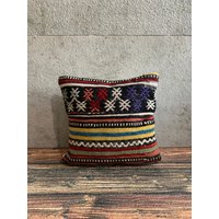 Handgewebtes Kelim Kissen, 16x16 cm, Kelimkissen, Dekoratives Kissenbezug, No6063 von MeboPillow