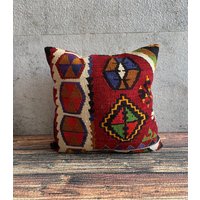 Kelim Kissen, 20x20 Kelimkissen, Kilim Kissenbezug, Boho Deko, No1903 von MeboPillow