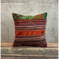 Kelim Kissen, Kilim Kissenbezug, Vintage Kelimkissenbezug, Kelimkissenbezug 16x16 cm No0615 von MeboPillow