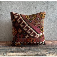 Kelim Kissen, Kilim Kissenbezug, Vintage Kelimkissenbezug, Kelimkissenbezug 16x16 cm No0806 von MeboPillow