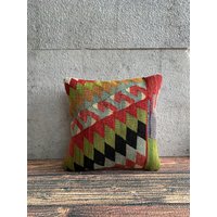 Kelim Kissen, Sofakissen, Kissenbezug, Kilim Kelimkissen, 16x16x16 cm, No6179 von MeboPillow