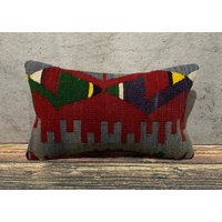 Kelim Kissenbezug, 30x50 cm, Kilim Kelimkissenbezug, Kelimkissen, No3785 von MeboPillow