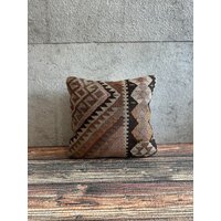 Kelim Kissenbezug, Vintage Kelimkissenbezug, Kelimkissenbezug 16x16 cm No6117 von MeboPillow