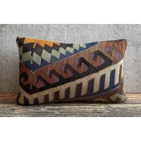 Kilim Kissenbezug 12x20, Kelim Kissen, 12x20 cm Kissenbezug, Dekoratives Kissen, No3411 von MeboPillow