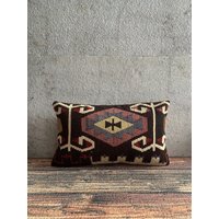 Vintage Kelim Kissen, 12x20 Kissenbezug, Handgewebtes Teppichkissen, Dekorativer Kilim Outdoor Kissen No9325 von MeboPillow