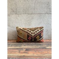 Vintage Kelim Kissen, 12x20 Kissenbezug, Handgewebtes Teppichkissen, Dekorativer Kilim Outdoor Kissen No9028 von MeboPillow