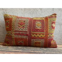 Vintage Kelim Kissen, 16x24 Kissenbezug, Handgewebtes Teppichkissen, Dekorativer Kilim Outdoor Kissen No2037 von MeboPillow