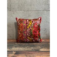 Vintage Kelim Kissen 16 "' X Dekorativer Kissenbezug 40X40 cm Handgewebter Wolle Outdoor Teppich Nokod2 von MeboPillow