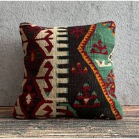 Vintage Kelim Kissen 16 "' X Dekorativer Kissenbezug 40X40 cm Kilim Handgewebter Wolle Outdoor Teppich No 0377 von MeboPillow