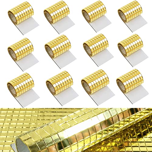 5760 Stück Echtglas-Mosaikfliesen-Aufkleber für Bastelarbeiten, Mini-quadratische Glasfliesen, selbstklebend, 5 mm x 5 mm (Gold) von Meboem