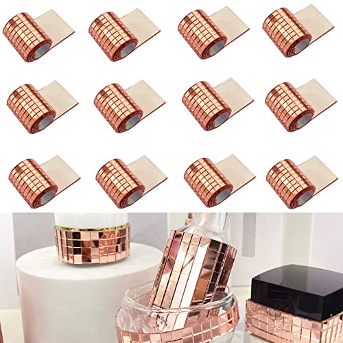5760 Stück Echtglas-Mosaikfliesen-Aufkleber für Bastelarbeiten, Mini-quadratische Glasfliesen, selbstklebend, 5 mm x 5 mm (Roségold) von Meboem
