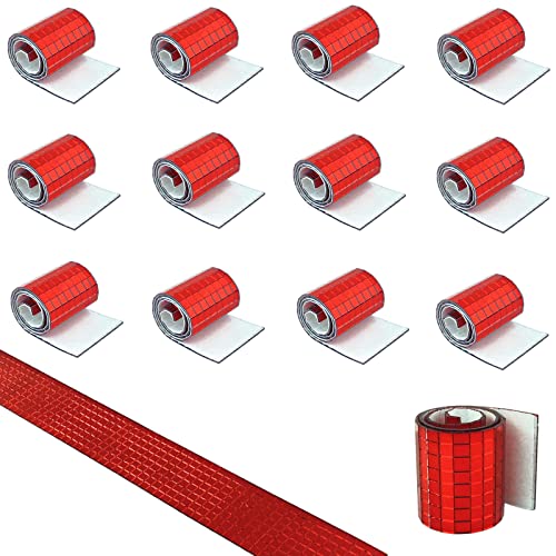5760 Stück Echtglas Silber Spiegel Mosaikfliesen Aufkleber für Handwerk Mini Quadratische Glasfliesen Selbstklebend 5 mm x 5 mm (Rot) von Meboem