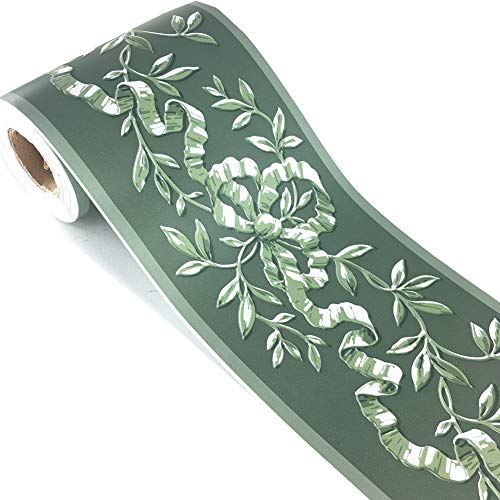 Selbstklebende grüne Rattan-Tapete, Bordüre, Abziehstab, Wand, Decke, dekorativer Aufkleber, wasserdicht, 10 cm x 10 m von Meboem