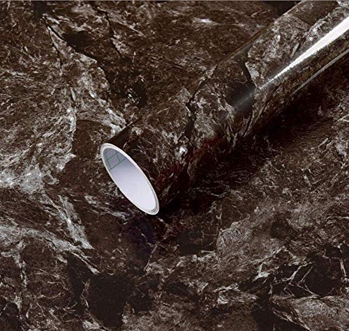 Marmor-Klebefolie, 60 cm x 200 cm, dunkelbraun, für die Küche, zum Abziehen, Granit, Vinyl, Fliesenaufkleber, Möbel, Marmor, selbstklebende Rückseite, Kunststoffrolle von Meboom