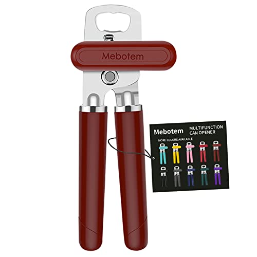 Mebotem Dosenöffner in 10 Farben, manueller Handdosenöffner, robuster Handdosenöffner, glatter Rand, Edelstahl-Dosenöffner, oberer Deckel, Küchenhelfer, bester großer Drehknopf, mit Flaschenöffner, von Mebotem