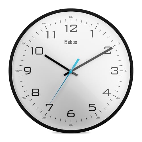 Mebus moderne Quarz-Wanduhr klassisches Design kräftige, große Ziffern 30cm Durchmesser / Farbe: Schwarz / Modell: 16247 von Mebus
