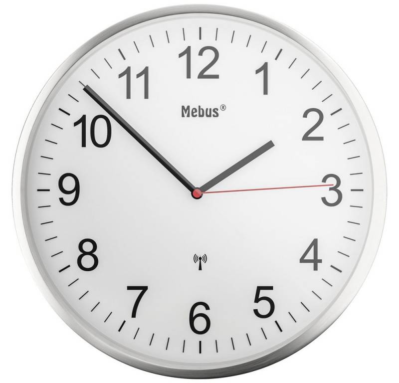 Mebus Wanduhr Mebus 19411 Funk Wanduhr 30 cm Silber von Mebus