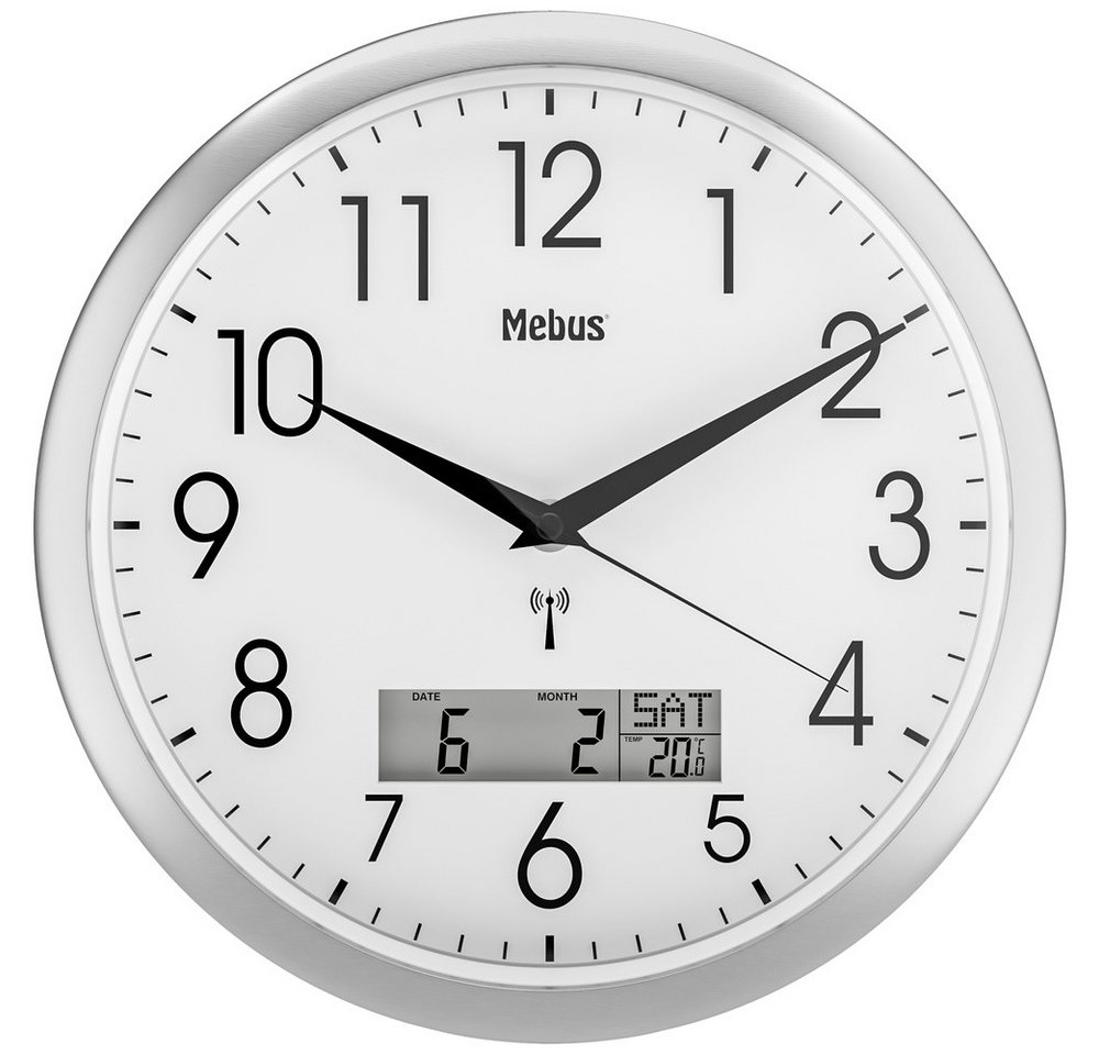 Mebus Wanduhr Mebus 19422 Funk Wanduhr 30 cm x 3 cm Silber Mebus Wanduhr Mebus 19422 Funk Wanduhr 30 cm x 3 cm Silber von Mebus