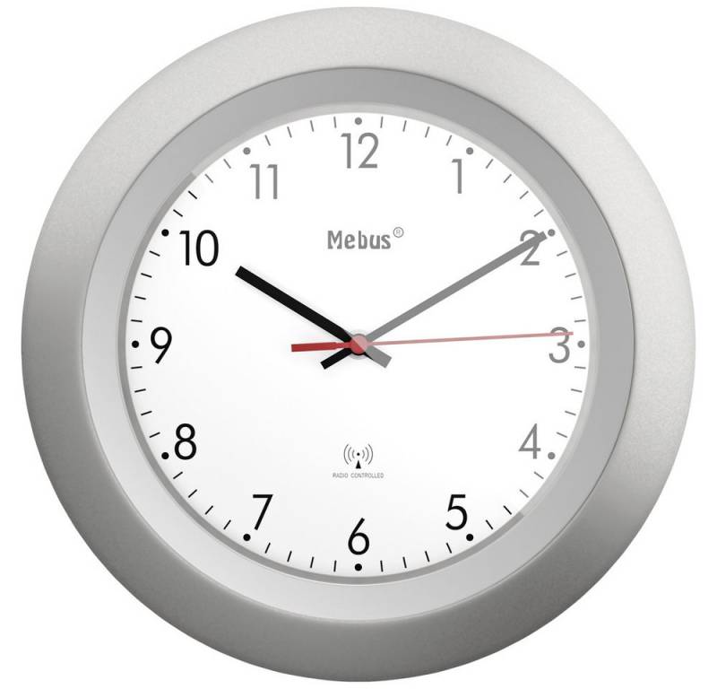 Mebus Wanduhr Mebus 19448 Funk Wanduhr 30 cm x 4 cm Silber von Mebus
