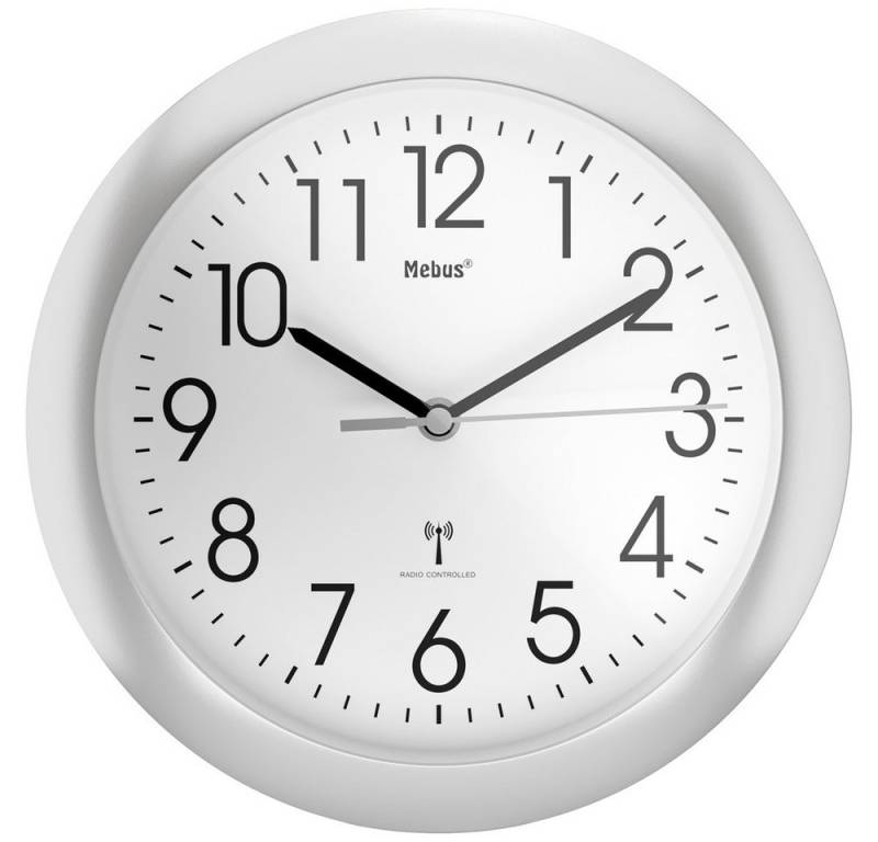 Mebus Wanduhr Mebus 52451 Funk Wanduhr 25 cm x 4 cm Silber von Mebus