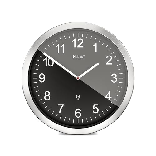 Mebus XXL Funkwanduhr, extra-groß, große Wanduhr, Funk-Uhrwerk, lautlos, kein Sekundenzeiger, schwarzes Zifferblatt, 45 cm Durchmesser, Modell: 14120 Mebus XXL Funkwanduhr, extra-groß, große Wanduhr, Funk-Uhrwerk, lautlos, kein Sekundenzeiger, schwarzes Zifferblatt, 45 cm Durchmesser, Modell: 14120 von Mebus