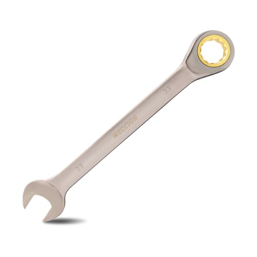 Meccion Professionell Maul-Ringratschenschlüssel 23mm Chrom Vanadium Stahl Geschmiedet Ratschen Ringmaulschlüssel mit Schwarzer Vernickelung von Meccion