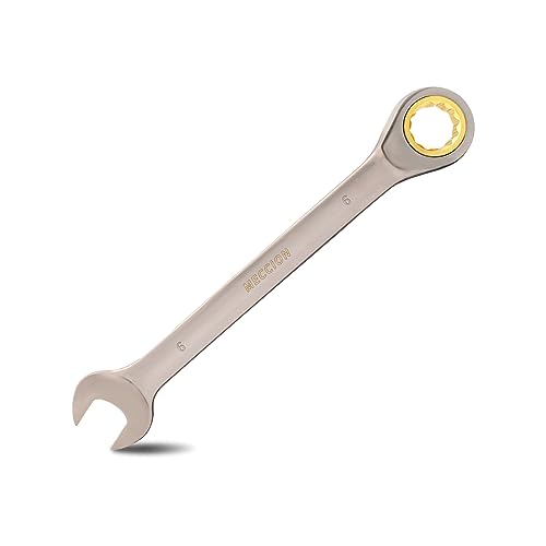 Meccion Professionell Maul-Ringratschenschlüssel 6mm Chrom Vanadium Stahl Geschmiedet Ratschen Ringmaulschlüssel mit Schwarzer Vernickelung von Meccion