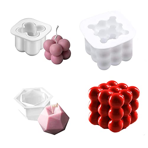 3 Stück Kerzenform, 3D Kerzenform Silikonform, Silikonform Kerze, 3D Ball Cube Silikon Mold, Kerze Silikon Form 3D zum Gießen, Sojawachs Kerzenform für Herstellung von Kerzen Seife Schokolade Fondant von Mecctuck