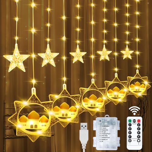 3M Ramadan Lichterkette,Ramadan Deko,LED Ramadan Lichterkette,Ramadan Dekoration,Hängedeko Lichterketten,Eid Mubarak Dekoration, Ramazan Dekor Mond Stern Nachtlichter für Garten Indoor Outdoor (A) von Mecctuck