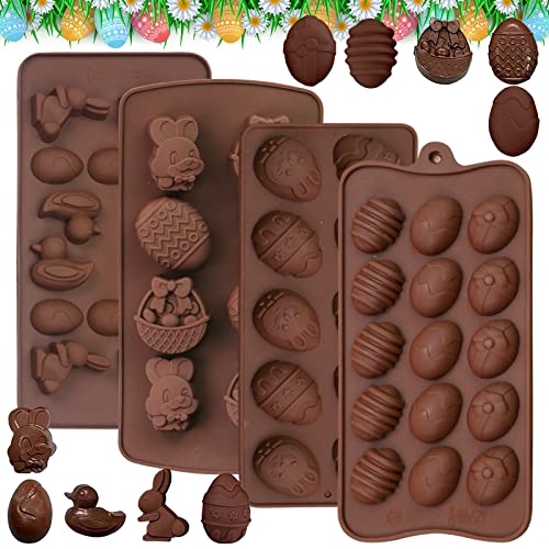 4 Stück Ostern Silikonform, Silikonformen, Ausstechform, Schokoladenformen Silikonformen, Ostern Thema Silikonform, Keksausstecher Kinder für Muffins Cupcakes Kuchen Pudding Eiswürfel Gelee von Mecctuck