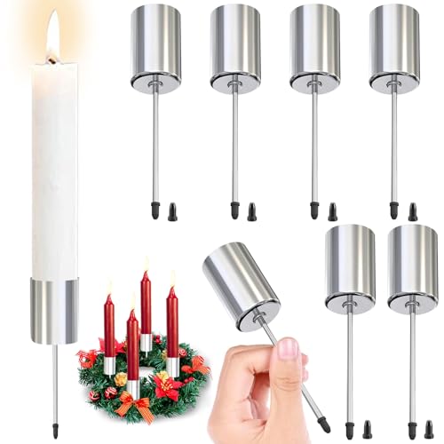 6 Stück Kerzenhalter, Ø 2.5cm Kerzenhalter Stabkerze, Stabkerzenhalter, Adventskranz Kerzenhalter, Kerzentüllen, Kerzenständer, Kerzenhalter mit Dorn, Kerzenhalter Kranz für Weihnachten Tischdeko 6 Stück Kerzenhalter, Ø 2.5cm Kerzenhalter Stabkerze, Stabkerzenhalter, Adventskranz Kerzenhalter, Kerzentüllen, Kerzenständer, Kerzenhalter mit Dorn, Kerzenhalter Kranz für Weihnachten Tischdeko von Mecctuck