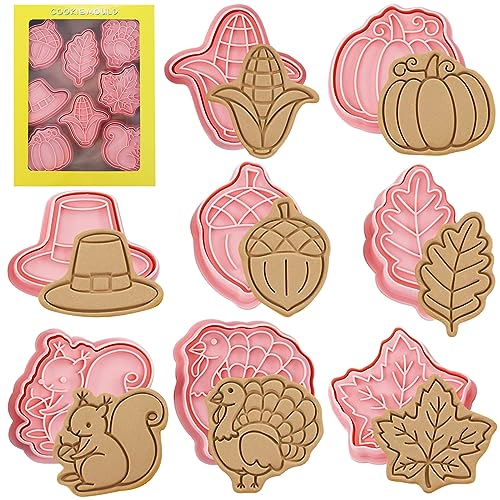 8 Stück Ausstechformen Herbst, Keksausstecher Herbst, Ausstecher Herbst Ausstechform Keksausstecher, Thanksgiving Backform Cookie Cutter, DIY Cookies für Zuhause Erntedankfest Backen Fondant von Mecctuck