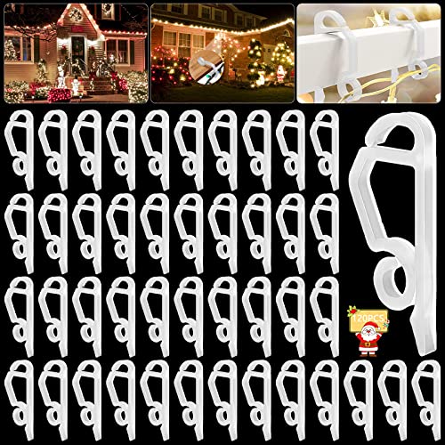 Dachrinnenhaken für Lichterketten, 120 Stück Lichterkette Befestigung, Lichterketten Halterung, Dachrinnenhaken, Wetterfeste Kunststoff Weihnachtslicht Clips für Weihnachts Deko Hängende Außenleuchten von Mecctuck
