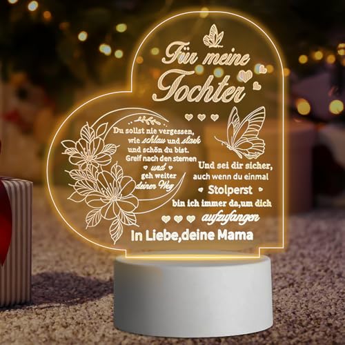 Geschenke für Tochter, LED Lampe Nachtlicht, Acryl Nachtlicht LED Lampe, Geburtstagsgeschenk für Tochter, Kinder Geschenk Personalisierte, Geschenke für Weihnachten Erntedankfest Tochter Geschenke von Mecctuck