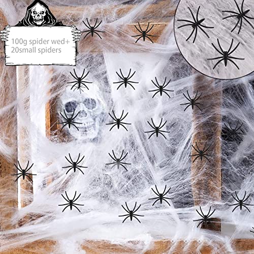Halloween Deko 100g Spinnennetz 20 Spinnen, Halloween Deko Set, Spinnennetze mit Gefälschte Spinnen, Spinnennetz Halloween Spinne Deko für Halloween Party Feste Kamin Fenster Türen Dekoration Halloween Deko 100g Spinnennetz 20 Spinnen, Halloween Deko Set, Spinnennetze mit Gefälschte Spinnen, Spinnennetz Halloween Spinne Deko für Halloween Party Feste Kamin Fenster Türen Dekoration von Mecctuck