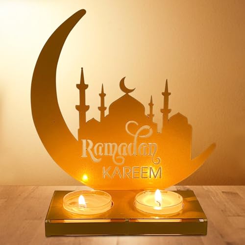 Kerzenhalter, Ramadan Eid Mubarak Deko, Ramadan Kerzenhalter, Kerzentülle Kerzenverzierung Hauptdekor, Eid Mubarak Kerzenhalter, Ramadan Dekoration für Muslimische Festival Partys Hause Geschenk von Mecctuck