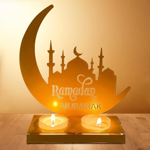 Kerzenhalter, Ramadan Eid Mubarak Deko, Ramadan Kerzenhalter, Kerzentülle Kerzenverzierung Hauptdekor, Eid Mubarak Kerzenhalter, Ramadan Dekoration für Muslimische Festival Partys Hause Geschenk von Mecctuck