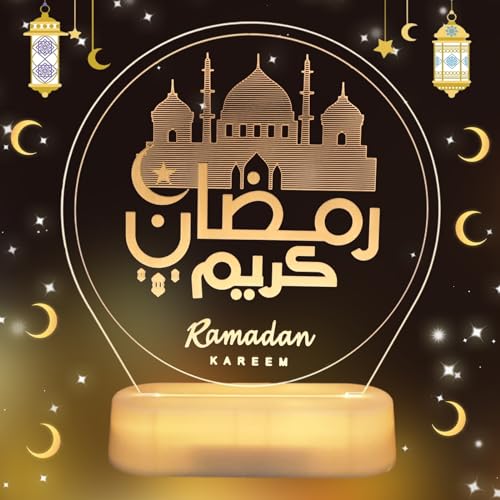 Muslim Nachtlicht, Ramadan Deko, Eid Mubarak DIY Lampe, Ramadan Tischdekoration, Ramadan Eid Mubarak Dekoration, LED Ramadan Licht, Ramadan Geschenke, Muslim Islamic Dekoration für Ramadan Party (A) von Mecctuck