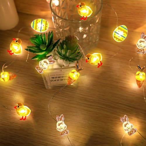 Osterdeko,6M LED Lichterkette,Lichterkette Ostern,Ostern Dekoration String Lights,Warmweiß Osterküken Lichterkette,LED Lichterkette für Frühling Ostern Indoor Outdoor Home Party Tisch Baumdekoration von Mecctuck