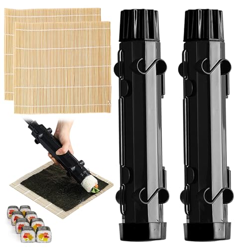 Sushi Maker, 4 Stück Sushi Bazooka Set, Sushi Maker Roller, Sushi Roller Multifunktionale für Anfänger, Sushimaker und Bambusmatte für Party, Zuhause, Picknick, Sushi-Geschenk für Küchenwerkzeug von Mecctuck