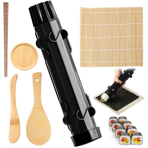 Sushi Maker, 6-teiliges Sushi Bazooka Set, Sushi Maker Roller, Sushi Roller Multifunktionale für Anfänger, Sushimaker und Bambusmatte für Party, Zuhause, Picknick, Sushi-Geschenk für Küchenwerkzeug von Mecctuck