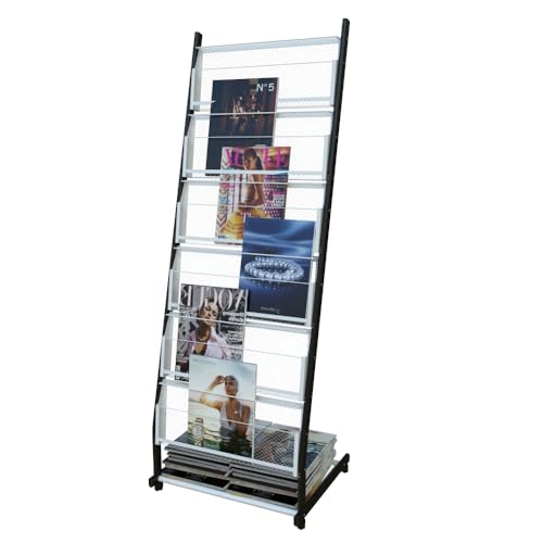 Mecent prospektständer a4 zeitschriftenständer mit 4-Rädern und 6-Lagen Doppellagige Geländer gegen Kippen Wird in öffentlichen Bereichen verwendet (47.5×40×133CM) von Mecent